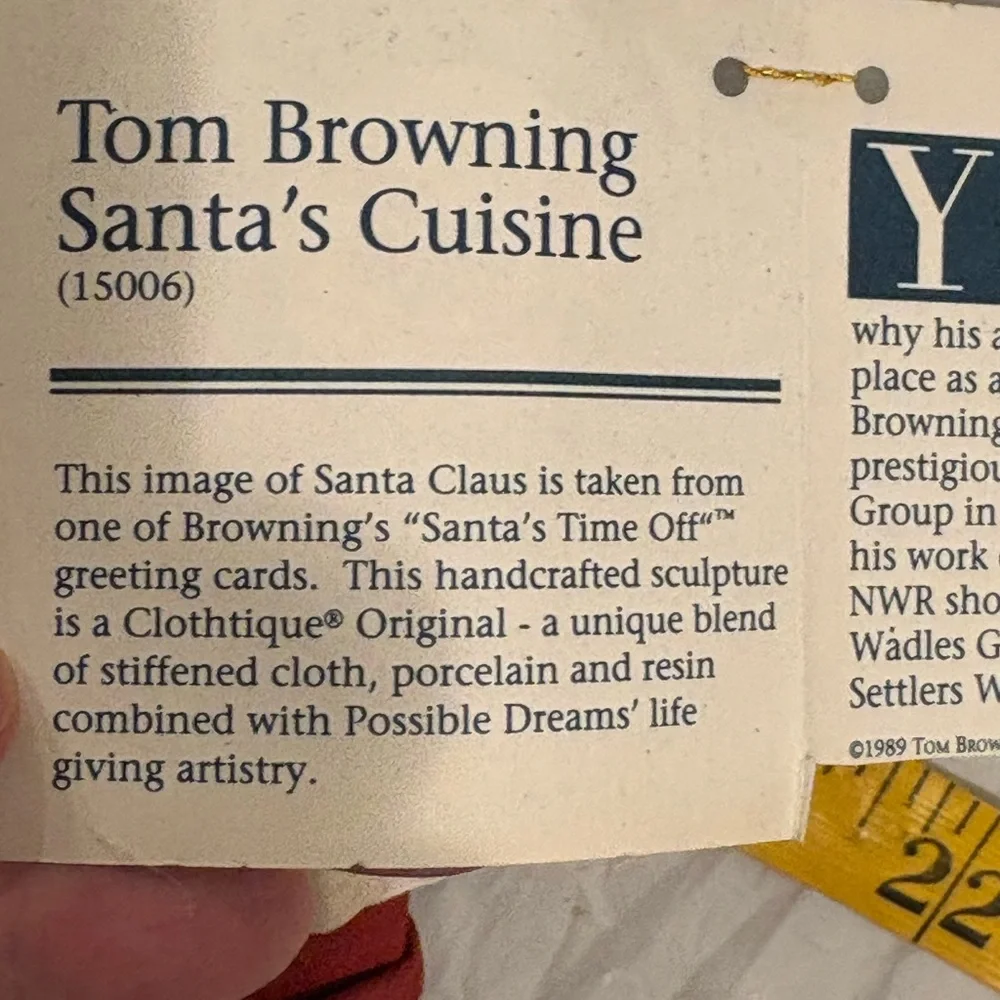 Possible Dreams Clothtique Santa’s Cuisine vintage 1991 figure